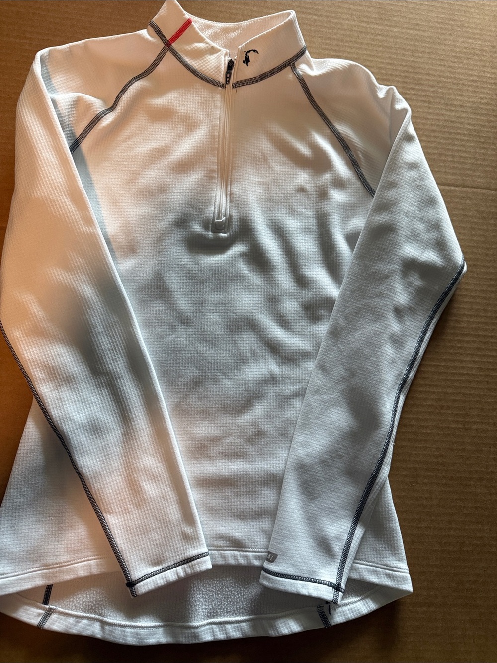 Pearl Izumi White Waffle-Knit Quarter-Zip Pullover with Black Trim